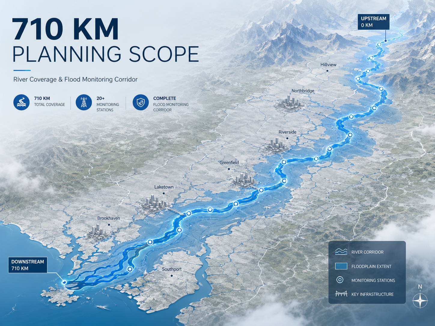 Long-distance river coverage planning