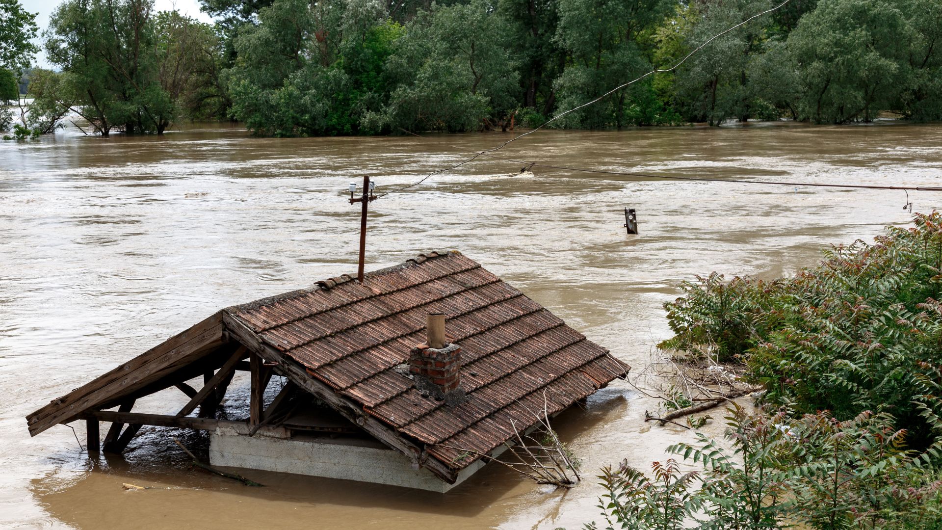 River patrol and flood-control field scene