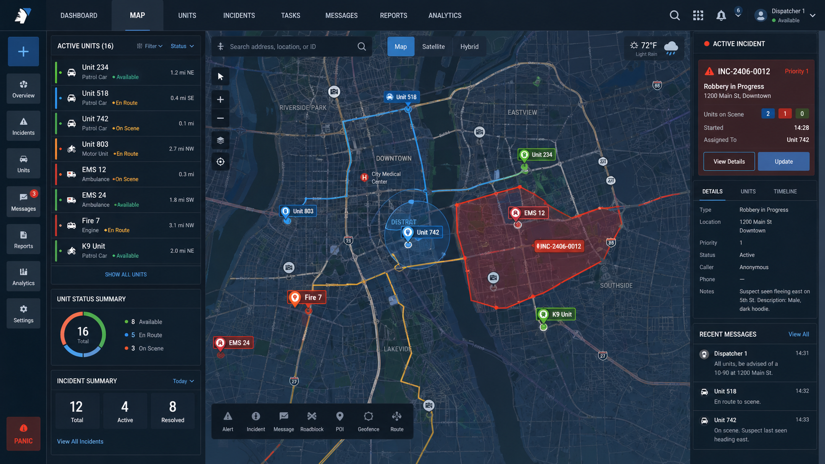 Visual dispatch dashboard