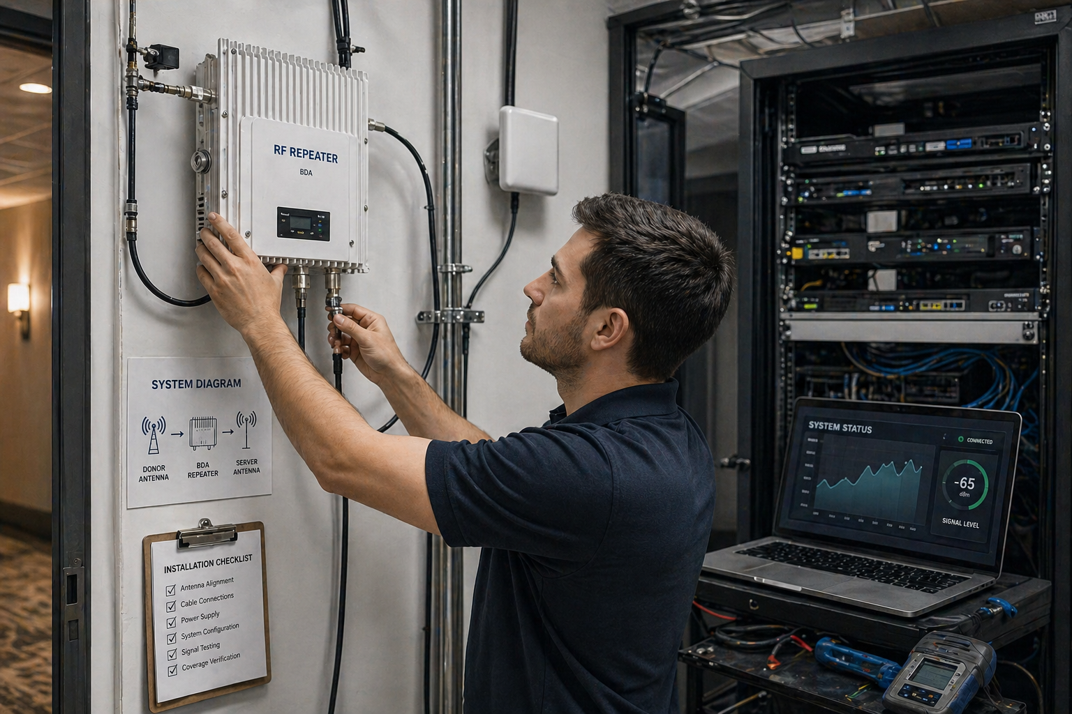 Hotel radio repeater and indoor DAS solution