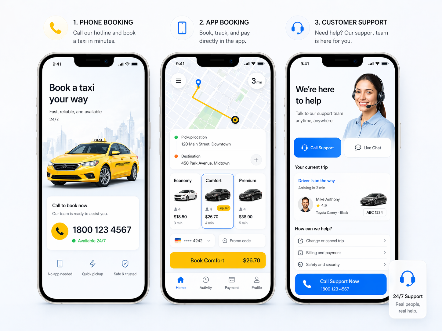 Multi-channel taxi booking access